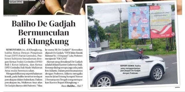 Mendadak Menjamur, Baliho Juliarta dan De Gadjah Dapat Dukungan Prabowo Bermunculan di Klungkung
